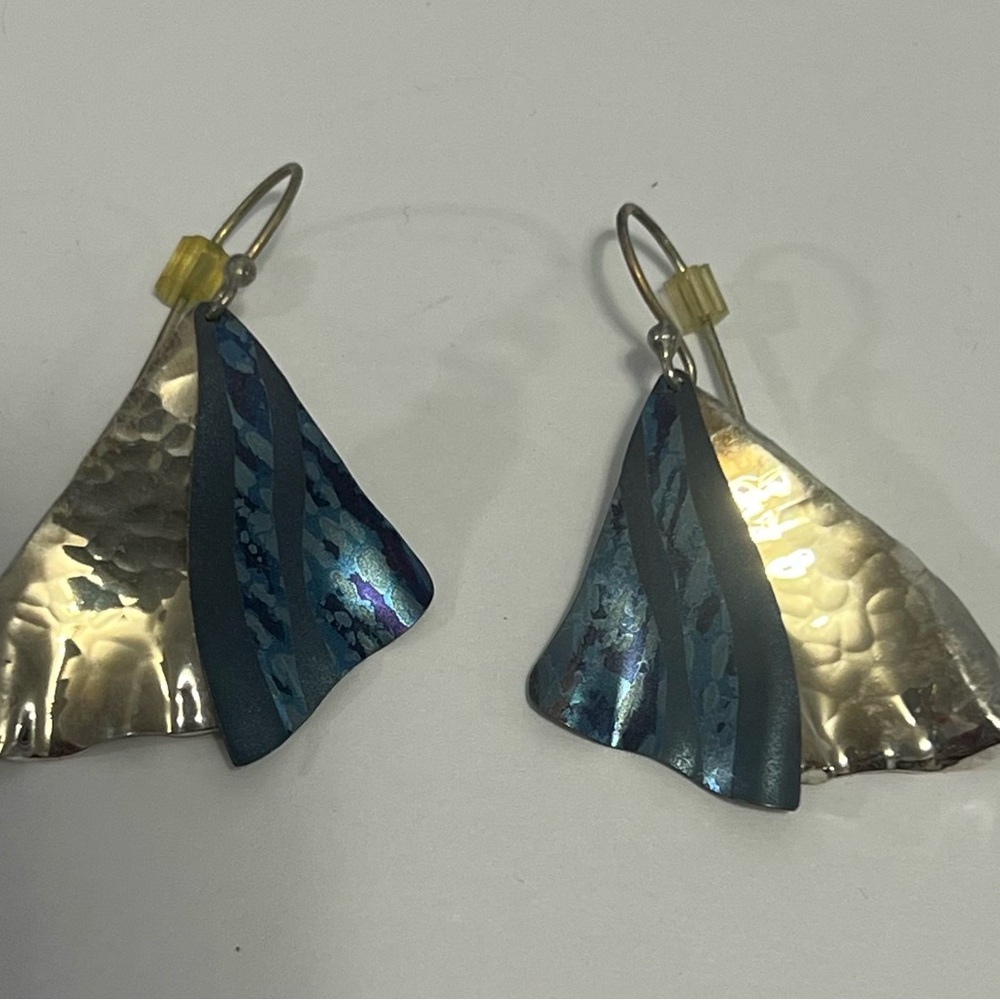 Holly Yashi Blue and Silver Dangle Earrings
